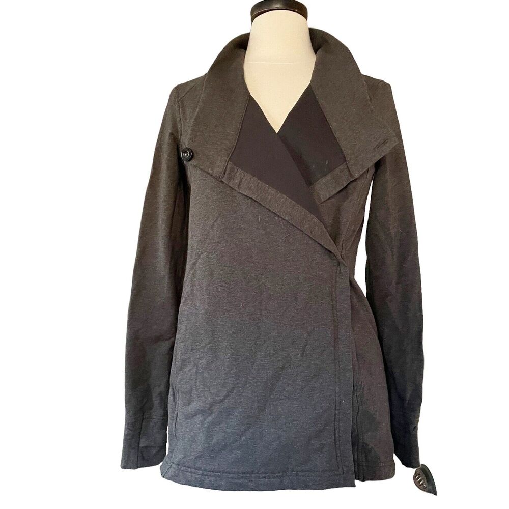 LuLuLemon Athletica Jacket Size 6 Dark Gray Asymmetrical Tunic Length Pockets - Picture 1 of 11